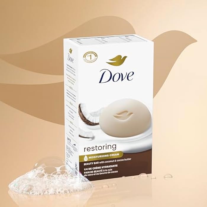 Dove Beauty Bar Soap Restoring Coconut & Cocoa Butter 6 Count for Restored Skin, Nourishes Skin 3.75 oz - Image 4